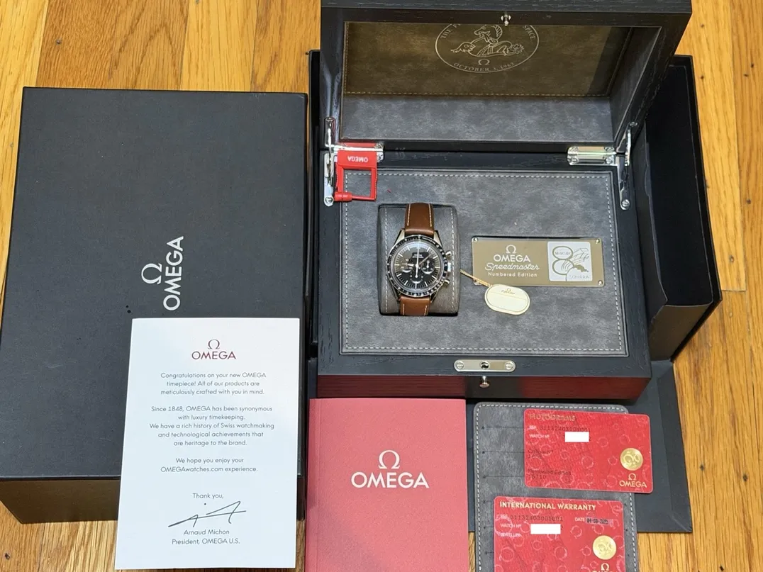 OMEGA Speedmaster FIRST OMEGA IN SPACE Anniversary Series 39.7mm Manual Saphire Crystal Box Papers Cards 311.32.40.30.01.001